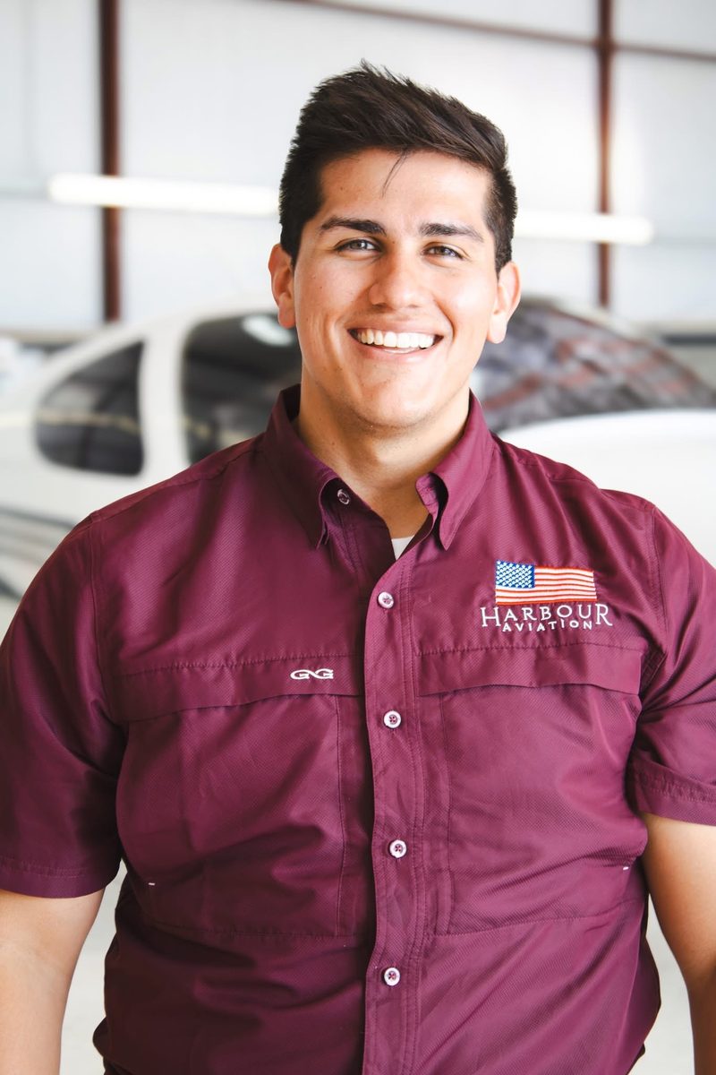 Adam Fields, CFI/CFI-I, in the hangar at Harbour Aviation
